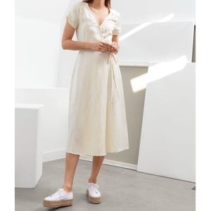 & Other Stories yellow and white striped wrap sundress